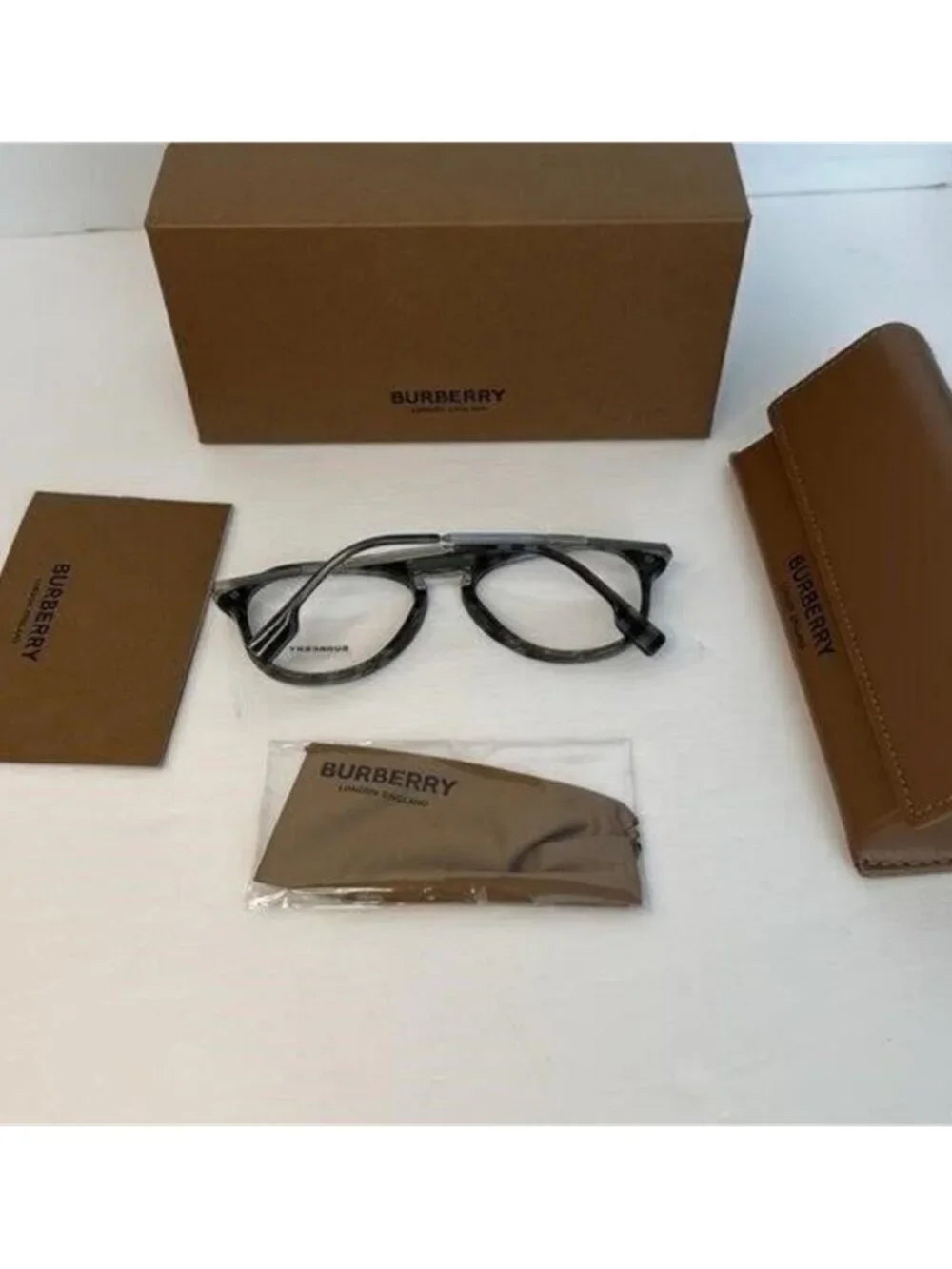 New Authentic EVEGLASSES CHARCOAL CHECK / CLEAR LENS Burberry OBE2377 - Picture 8 of 12
